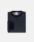 Made-in-USA Navy & Natural Birdseye Cotton Crewneck Sweater