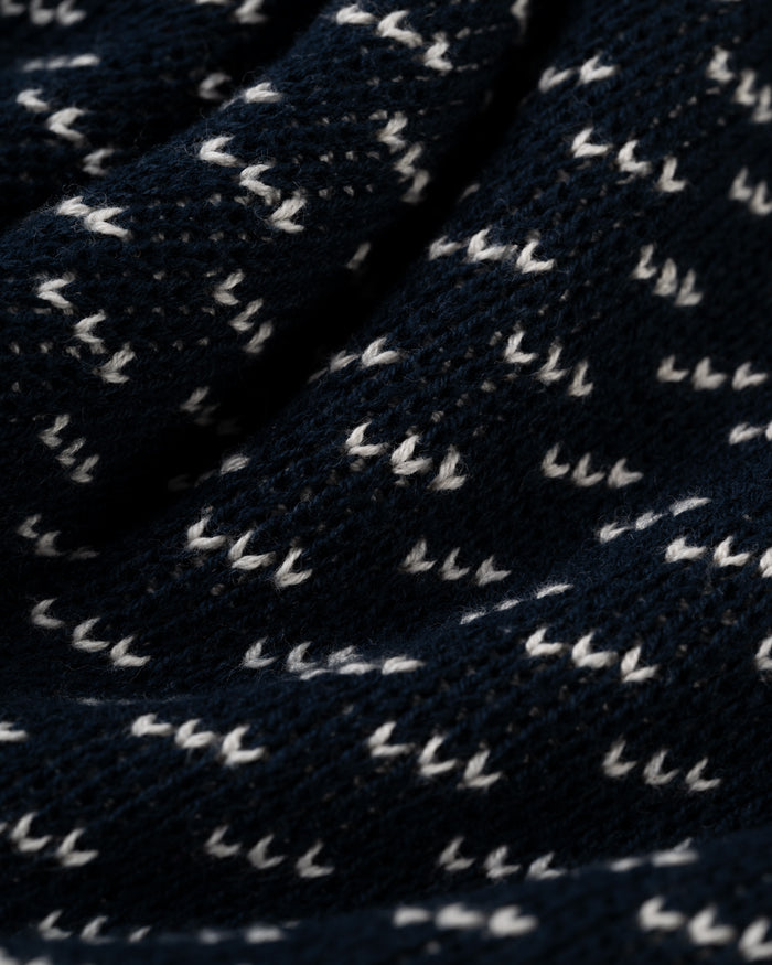 Made-in-USA Navy & Natural Birdseye Cotton Crewneck Sweater