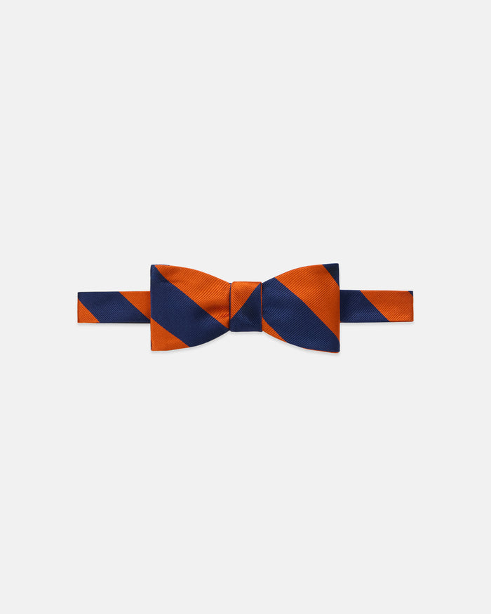 Made-in-USA Navy & Orange Guard Stripe Repp Bow Tie