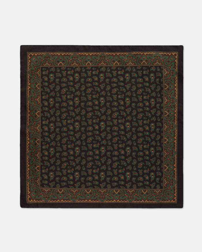 Made-in-USA Navy Pine Silk Pocket Square