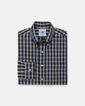 Made-in-USA Navy Plaid Cotton Broadcloth Sport Shirt - Classic Fit