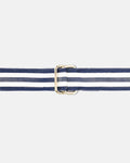 Made-in-USA Navy & White Striped Grosgrain Ribbon Belt