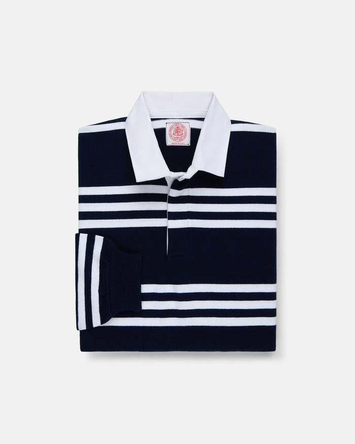 Made-in-USA Navy & White Triple Stripe Cotton Rugby