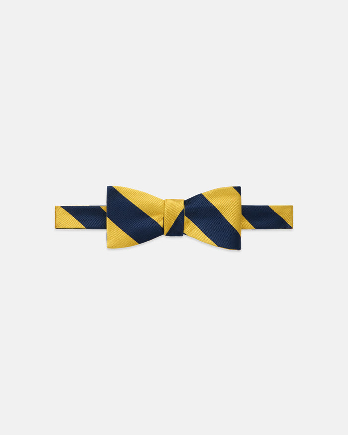 Made-in-USA Navy & Yellow Guard Stripe Repp Bow Tie