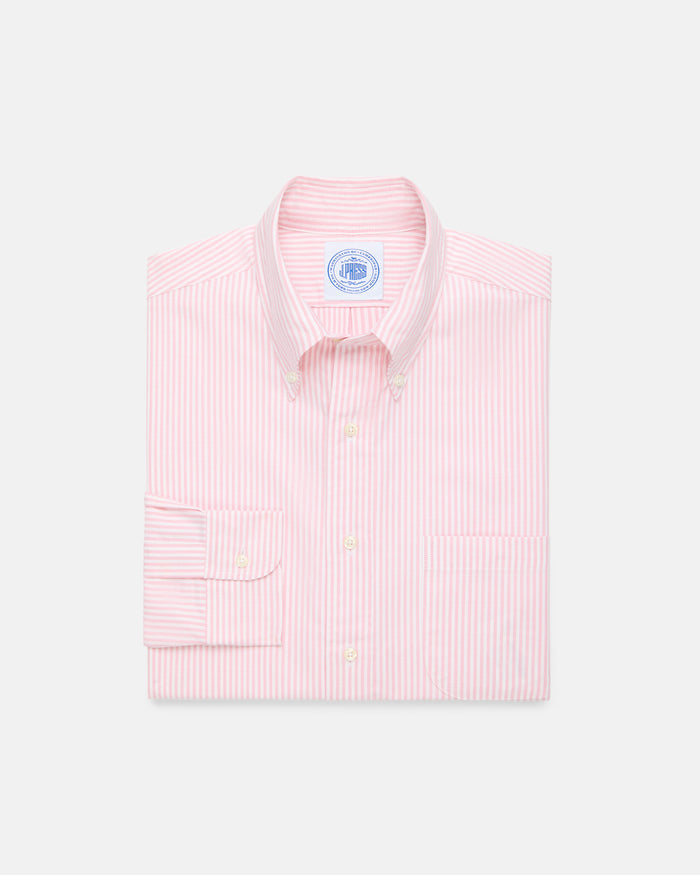 Made-in-USA Pink Candy Stripe Oxford Cloth Dress Shirt - Classic Fit