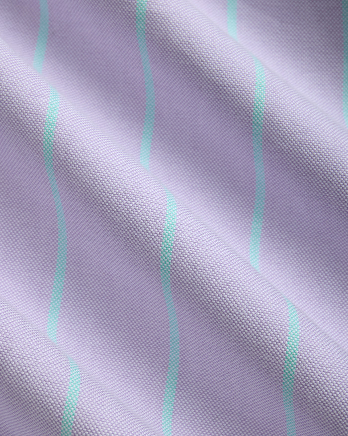 Made-in-USA Purple with Green Stripe Oxford Cloth Sport Shirt - Classic Fit