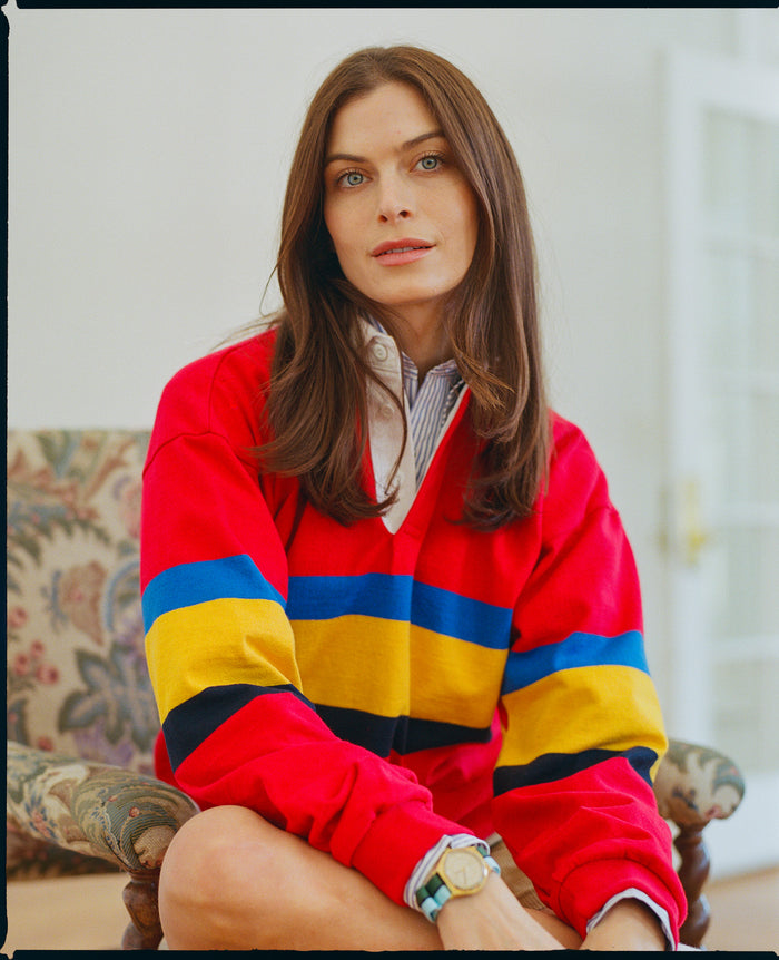 Made-in-USA Red Mountain Stripe Cotton Rugby