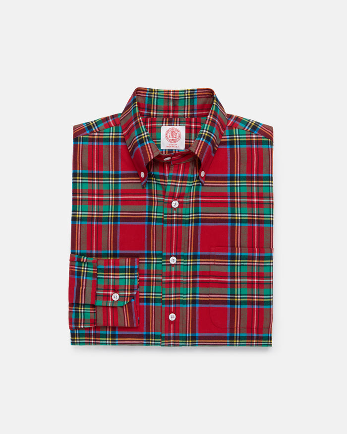 Made-in-USA Royal Stewart Tartan Flannel Sport Shirt - Classic Fit