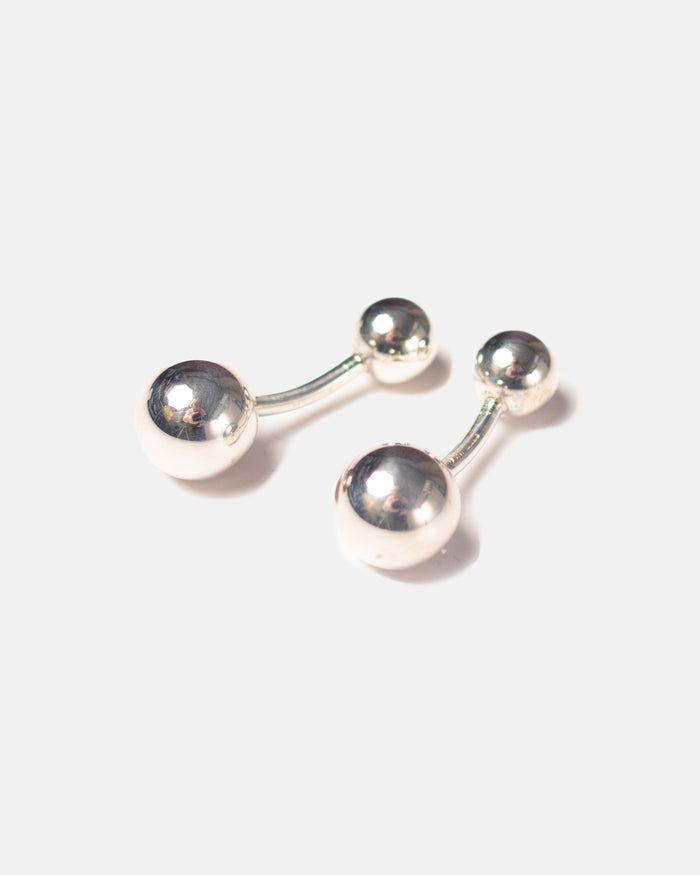 Made-in-USA Silver Finish Double Ball Cufflinks