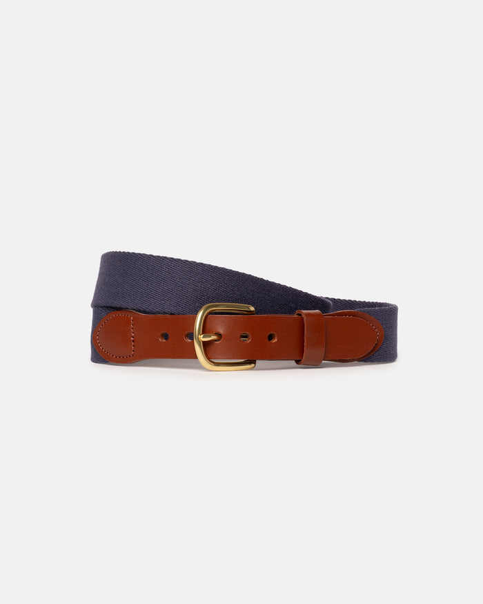 Made-in-USA Solid Navy Smooth Belgian Surcingle Belt