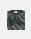Made-in-USA Spruce Green & Natural Birdseye Cotton Crewneck Sweater