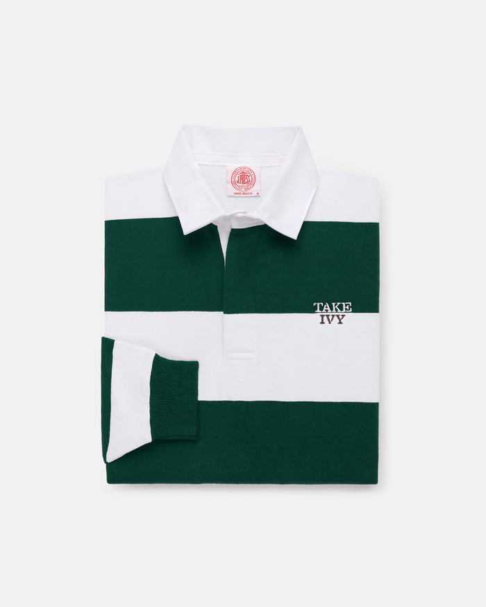 Made-in-USA Take Ivy Green Guard Stripe Cotton Rugby