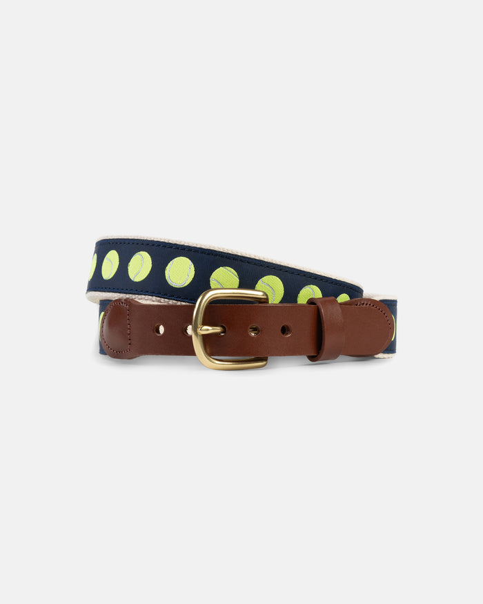 Made-in-USA Tennis Balls Motif Belt
