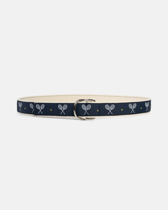 Made-in-USA Tennis Racquets Motif D Ring Belt