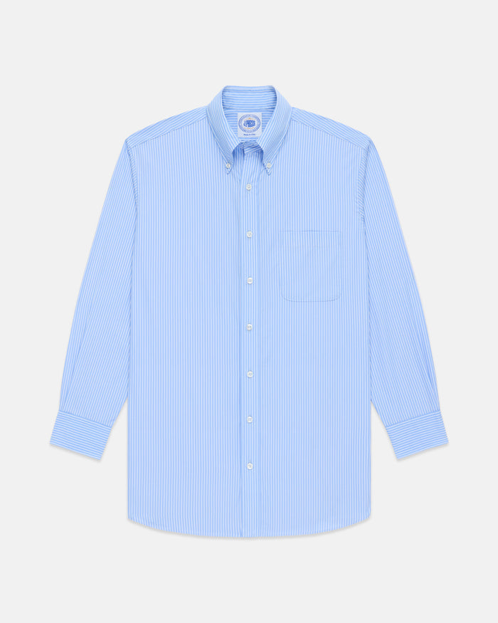 Made-in-USA Thomas Mason Blue Banker Stripe Dress Shirt - Classic Fit