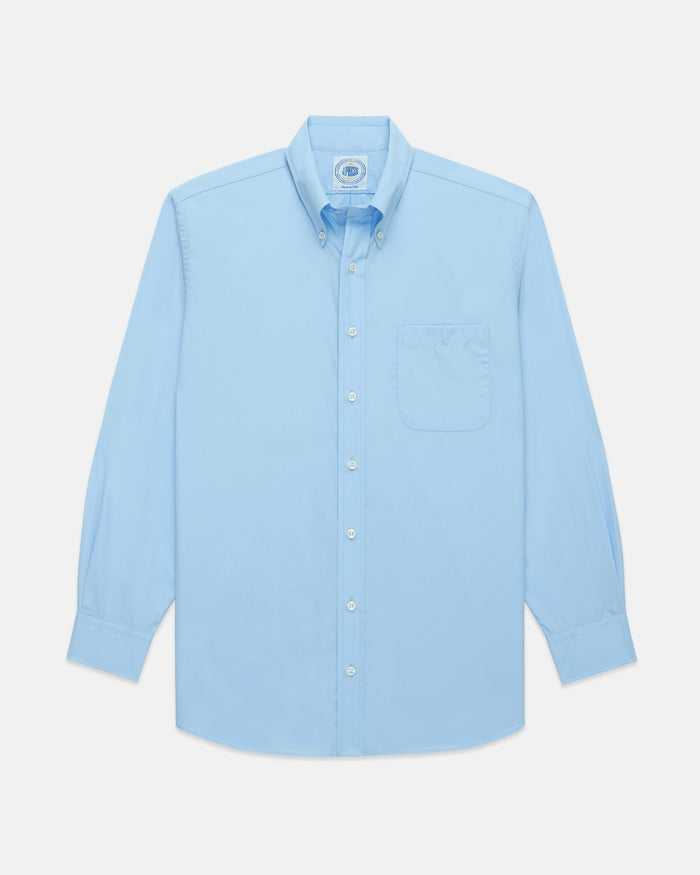 Made-in-USA Thomas Mason Blue Broadcloth Button Down Shirt - Classic Fit