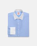 Made-in-USA Thomas Mason Blue Contrast Collar French Cuff Dress Shirt - Classic Fit