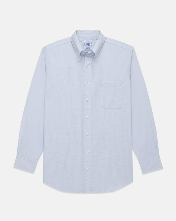 Made-in-USA Thomas Mason Blue Mini Tattersall Button Down Shirt - Classic Fit