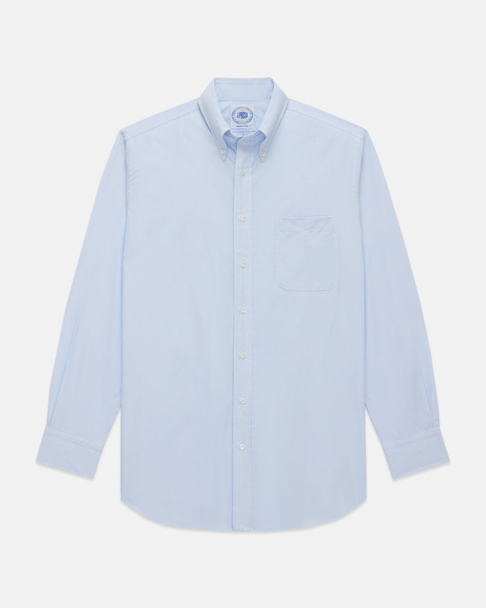 Made-in-USA Thomas Mason Blue Pinstripe Button Down Shirt - Classic Fit
