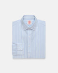 Made-in-USA Thomas Mason Blue Shadow Stripe Poplin Dress Shirt - Classic Fit