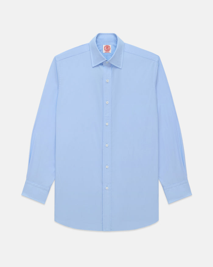 Made-in-USA Thomas Mason Blue Spread Collar Dress Shirt - Classic Fit