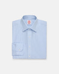 Made-in-USA Thomas Mason Blue Tattersall Spread Collar Dress Shirt - Classic Fit