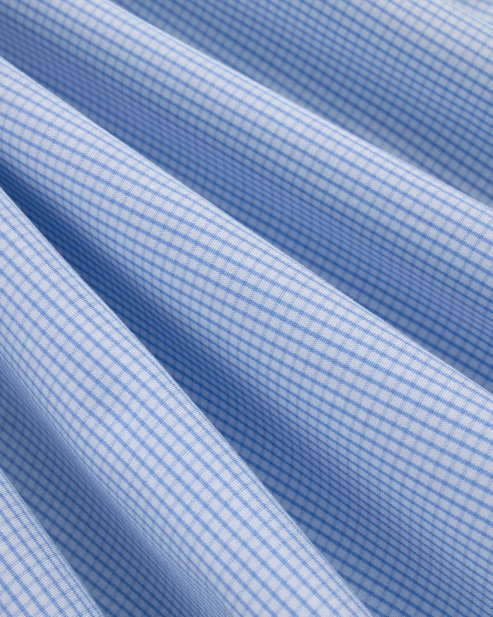 Made-in-USA Thomas Mason Blue Tattersall Spread Collar Dress Shirt - Classic Fit