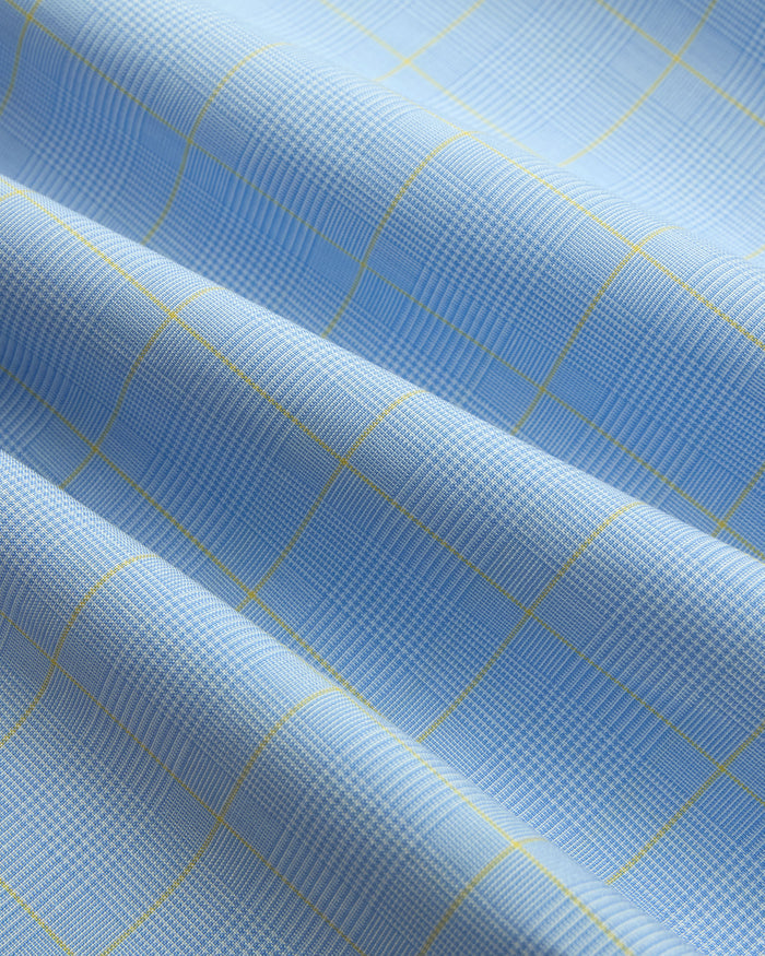 Made-in-USA Thomas Mason Blue & Yellow Glen Plaid Button Down Shirt - Classic Fit