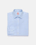 Made-in-USA Thomas Mason Light Blue Large Tattersall Spread Collar Dress Shirt - Classic Fit