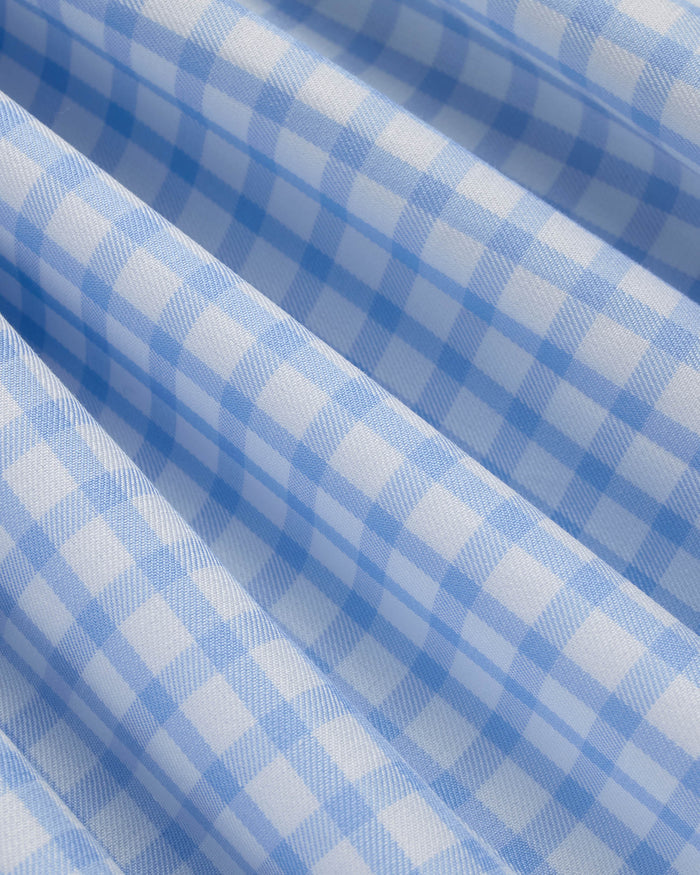Made-in-USA Thomas Mason Light Blue Large Tattersall Spread Collar Dress Shirt - Classic Fit