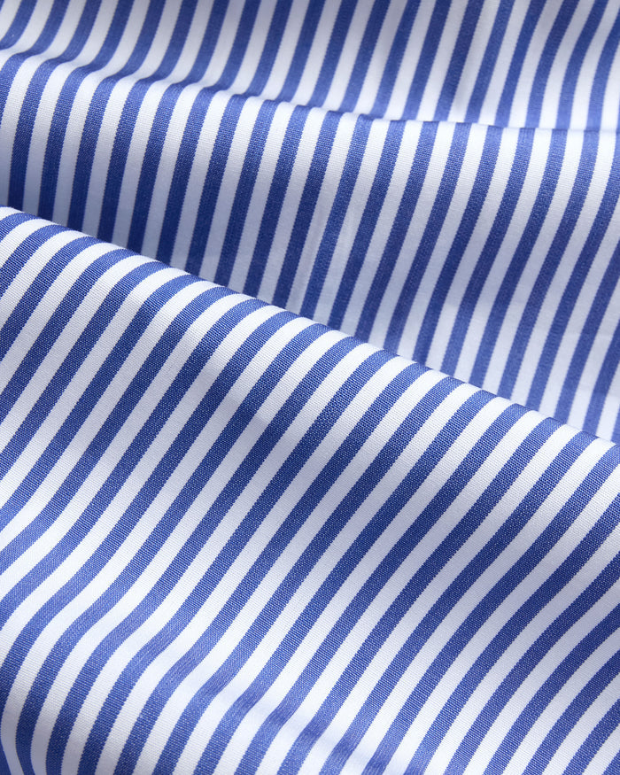 Made-in-USA Thomas Mason Navy Bengal Stripe Spread Collar Dress Shirt - Classic Fit