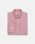 Made-in-USA Thomas Mason Red Bengal Stripe Spread Collar Dress Shirt - Classic Fit