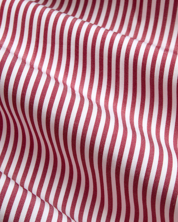 Made-in-USA Thomas Mason Red Bengal Stripe Spread Collar Dress Shirt - Classic Fit
