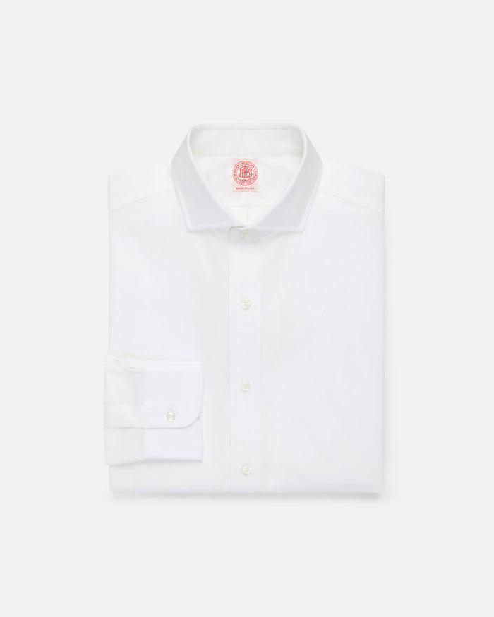 Made-in-USA Thomas Mason White Cutaway Collar Dress Shirt - Classic Fit