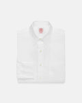 Made-in-USA White Broadcloth Point Collar French Cuff Dress Shirt - Classic Fit