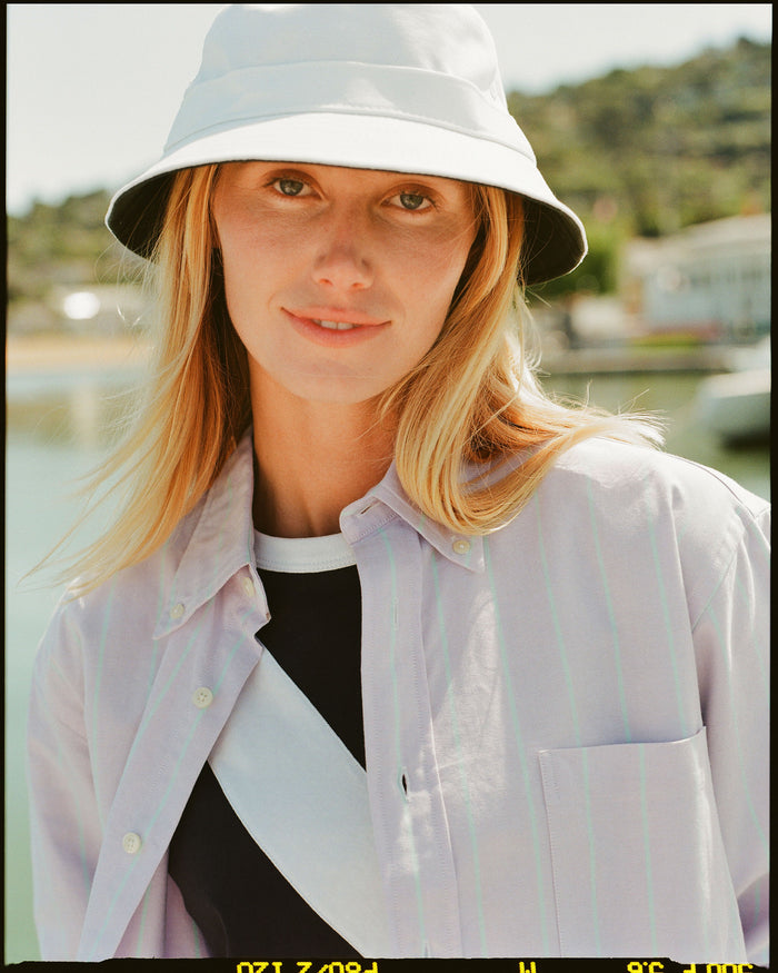 Made-in-USA White Cotton Bucket Hat