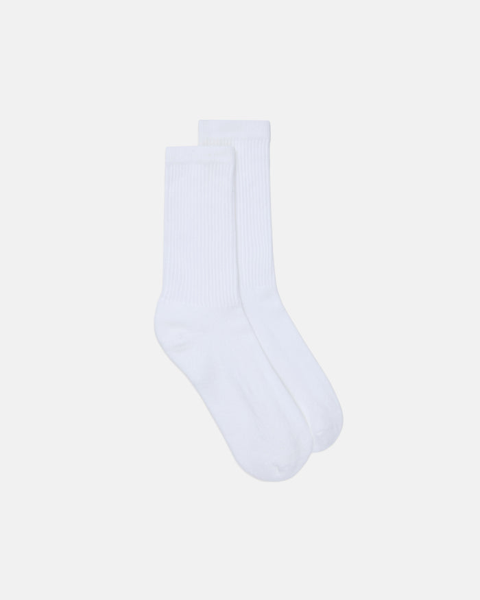 Made-in-USA White Cotton Crew Socks