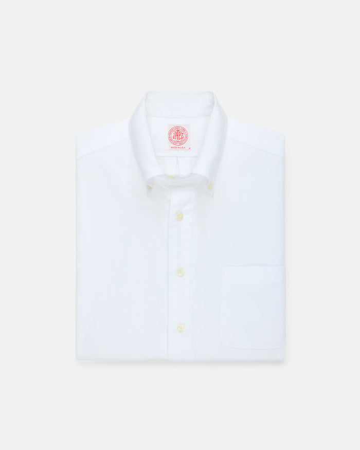 Made-in-USA White Oxford Cloth Short Sleeve Sport Shirt - Classic Fit