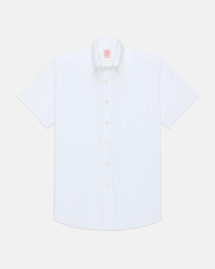 Made-in-USA White Oxford Cloth Short Sleeve Sport Shirt - Classic Fit