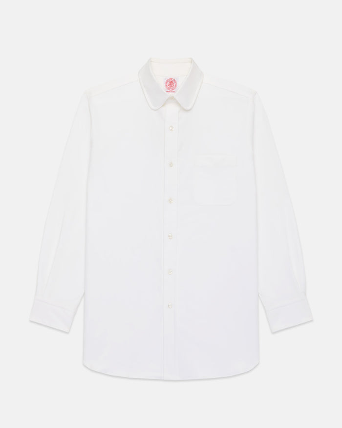 Made-in-USA White Oxford Club Collar Dress Shirt - Classic Fit