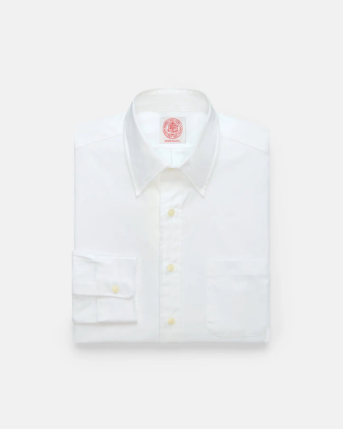 Made-in-USA White Pinpoint Oxford Point Collar Shirt - Classic Fit