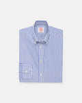 Made-in-USA Women's Blue Butcher Stripe Button Down Sport Shirt
