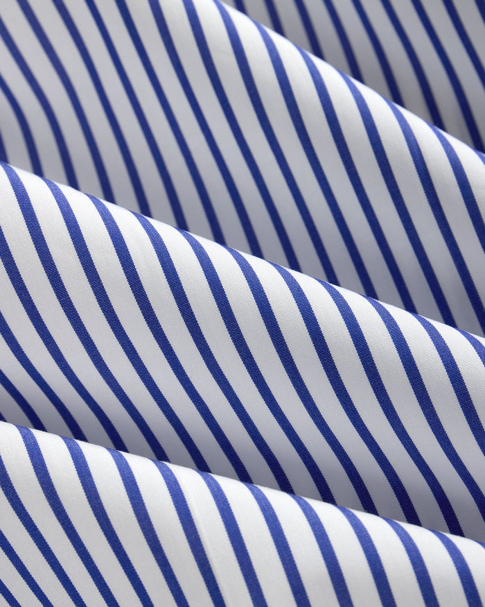 Made-in-USA Women's Blue Butcher Stripe Button Down Sport Shirt