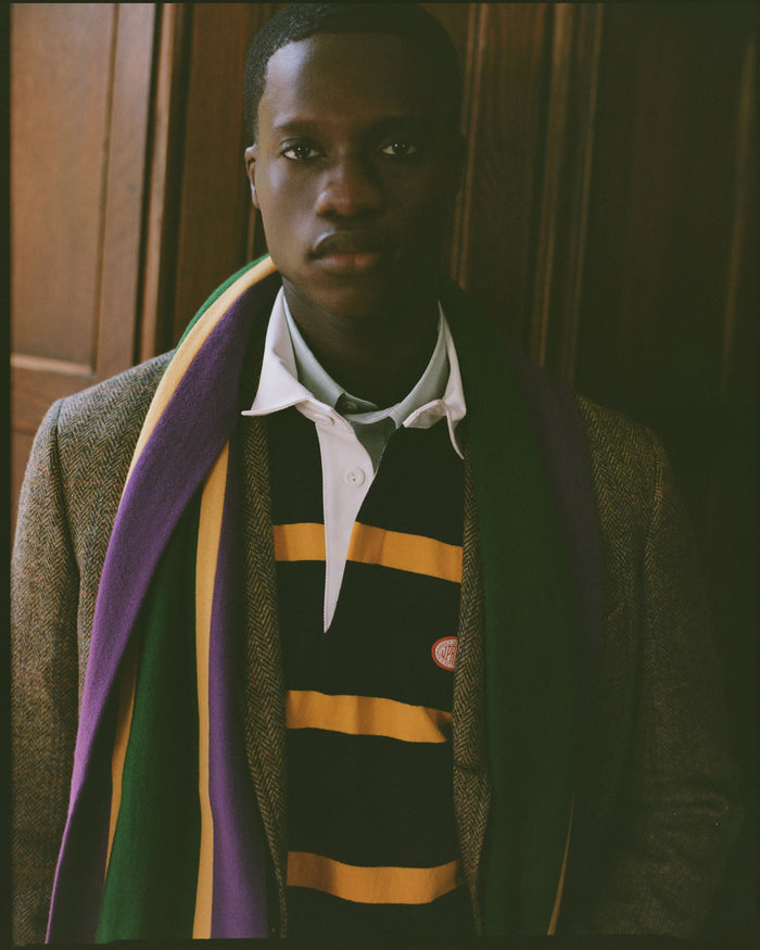 Made-in-USA Yellow Bar Stripe J. Press Seal Cotton Rugby