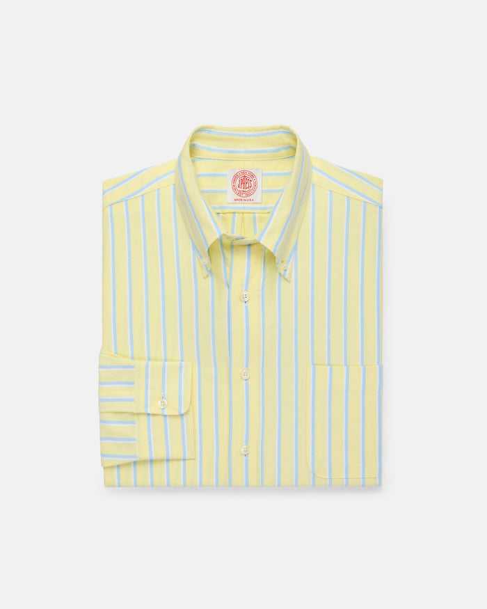 Made-in-USA Yellow, Blue & White Stripe Oxford Cloth Sport Shirt - Classic Fit