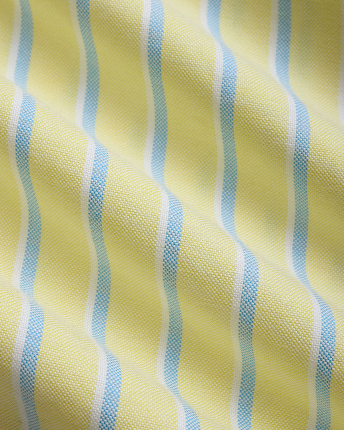 Made-in-USA Yellow, Blue & White Stripe Oxford Cloth Sport Shirt - Classic Fit