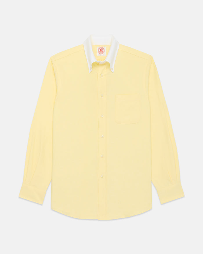 Made-in-USA Yellow Contrast Collar Oxford Cloth Sport Shirt - Regular Fit