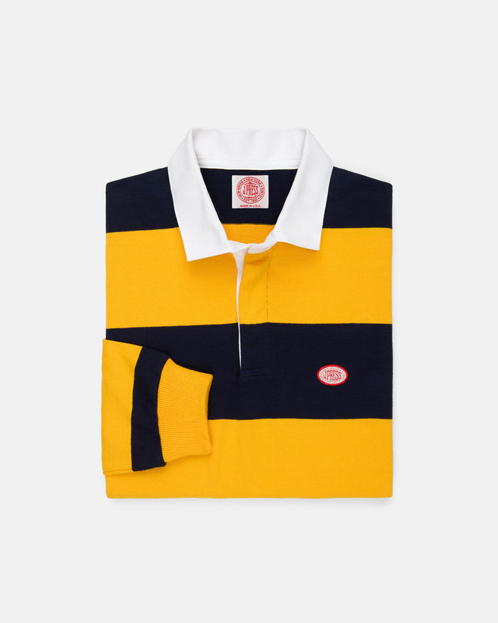 Made-in-USA Yellow & Navy Guard Stripe J. Press Seal Cotton Rugby
