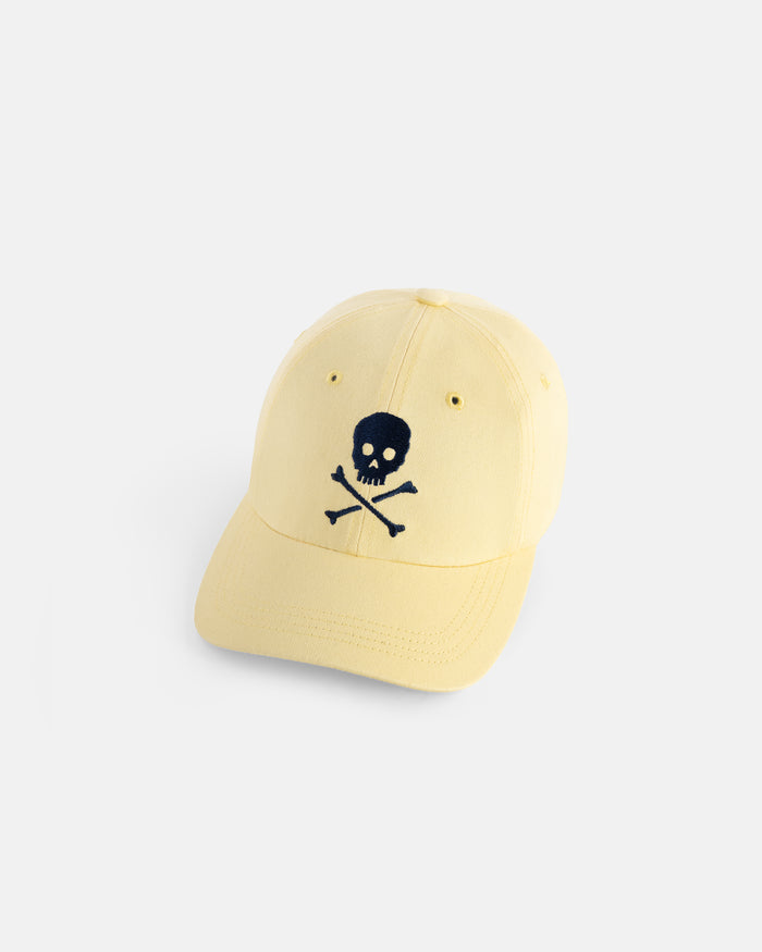 Made-in-USA Yellow Skull & Bones Embroidered Dad Hat