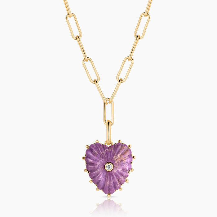 Malene Purple Mica Heart Clip Necklace